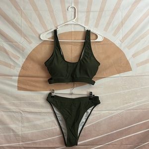 Olive Green High Waisted Bikini Set